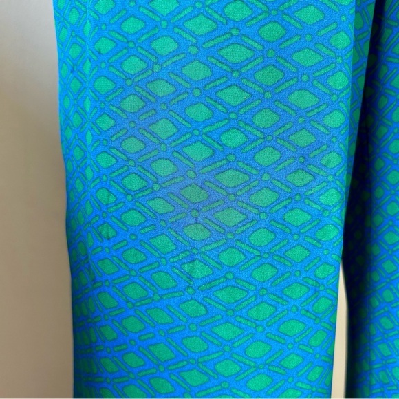 Diane Von Furstenberg DVF Silk Davin Jumpsuit Wide Leg Sleeveless Green Blue 14 - Picture 12 of 16